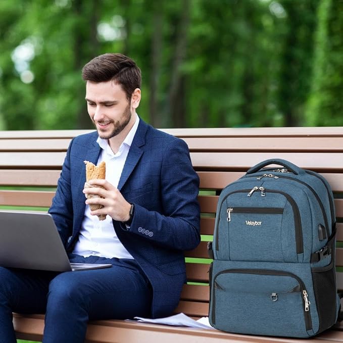 Insulated Lunch Backpack Fit 17" Laptop, Work Backpack with Lunch Box for Men & Women, Water Resistant College Computer Bag for Travel, Business, Hiking