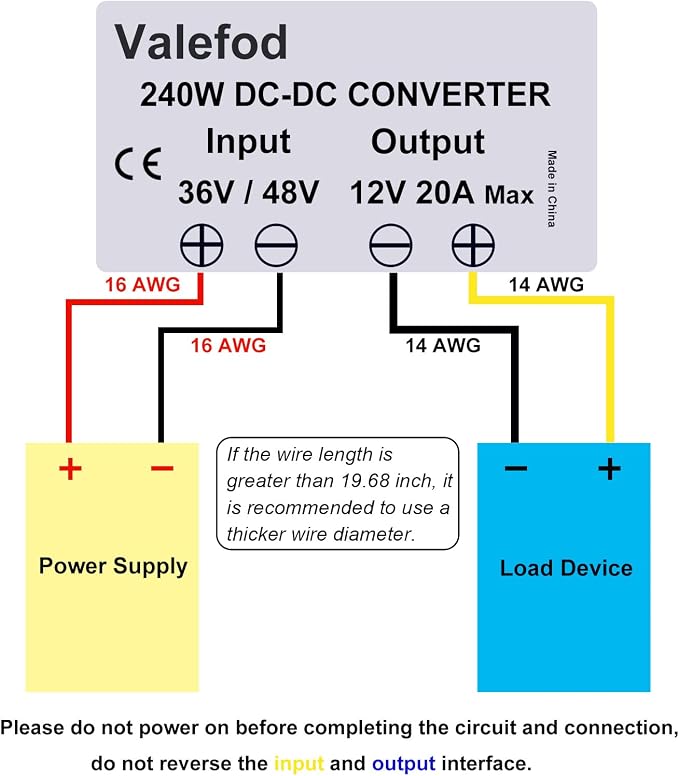 DC to DC High Efficiency Voltage Converter 36/48V to 12V 20A 240W Buck Converter DIY Power Supply Step-Down Transformer