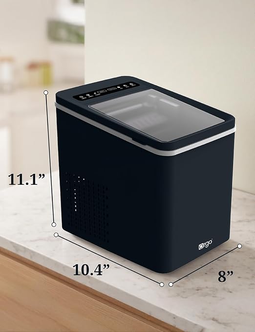 Orgo The Maverick Countertop Ice Maker, Makes 23 lbs. in 24 Hours, Bullet Shaped in 2 Sizes, Ice Maker Ready in 6-8 Minutes, LED Control Panel, Self-Cleaning, Includes Scoop, TMT4653, Black