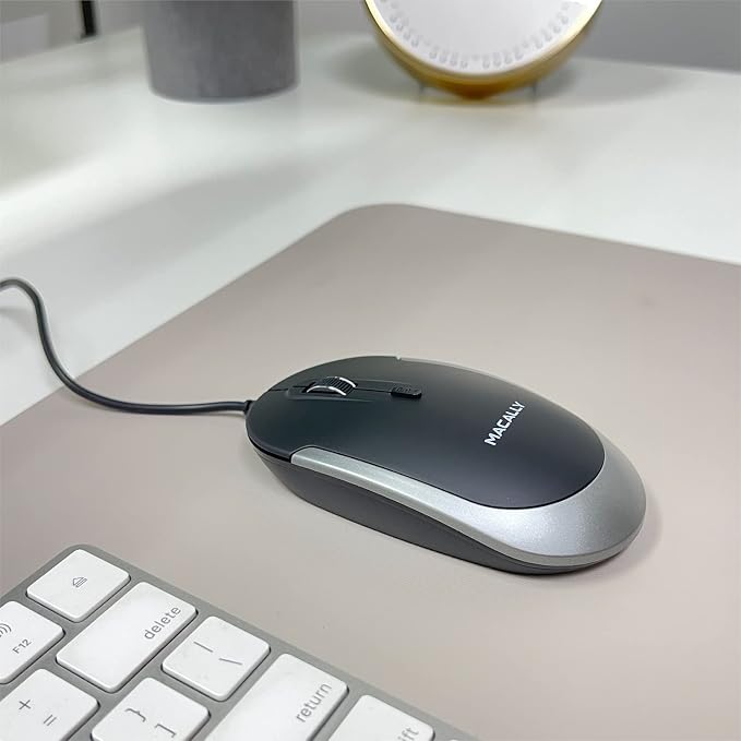 Macally Backlit Compact Keyboard and a Wired Computer Mouse, Sleek and Clean