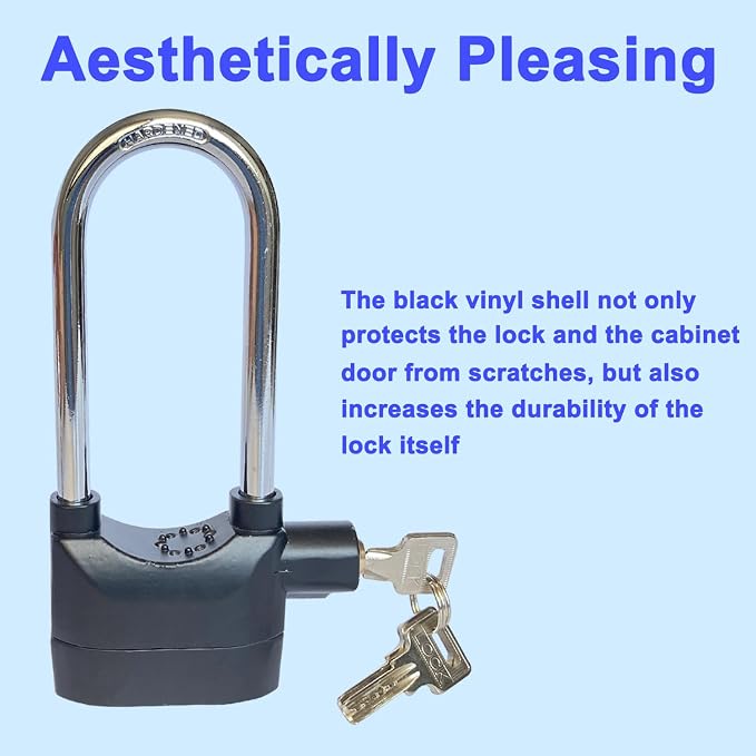 Long Cross-Beam Alarm Lock 110dba Universal Security Alarm Lock System Anti-Theft for Door Motor Bicycle Padlock with 3 Keys (2PCS)