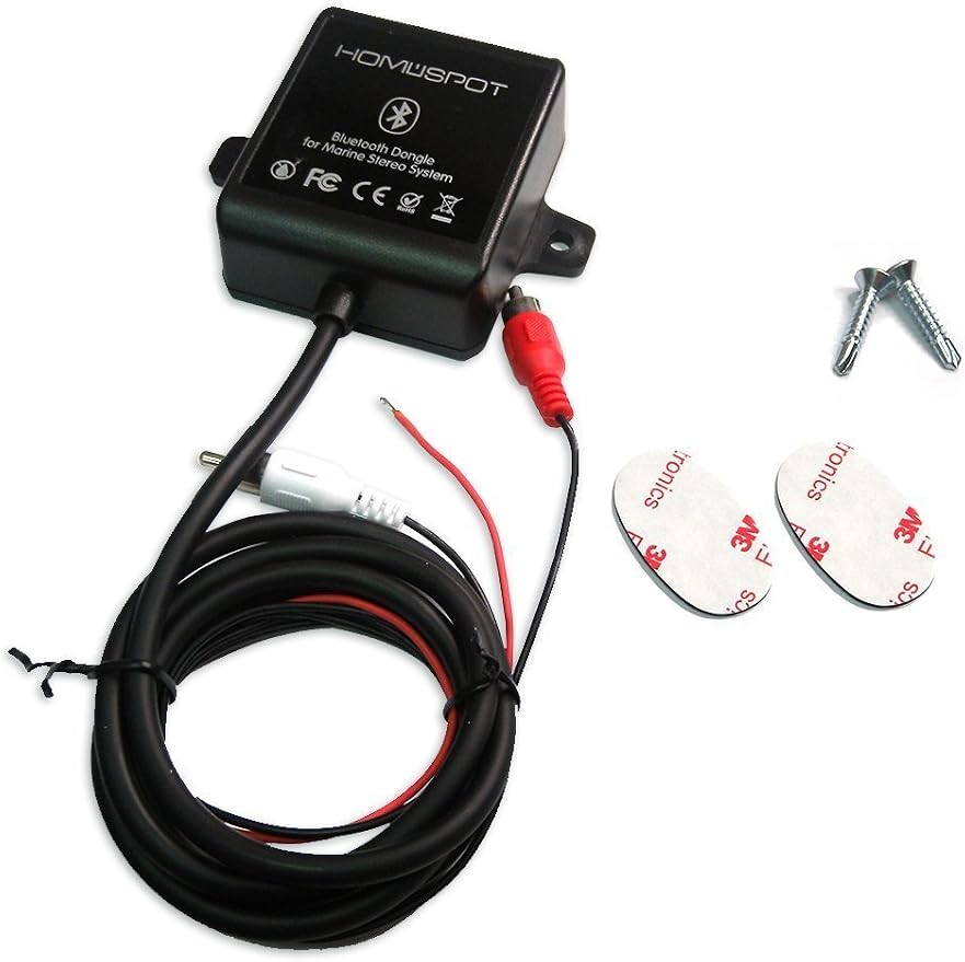 Bluetooth Marine Receiver Adapter Waterproof by HomeSpot Stereo Head Units for Marine Yacht, Boats Vehicles Cars, Motorcycles, ATV, Bath (Built-in with Ground Noise Isolator)