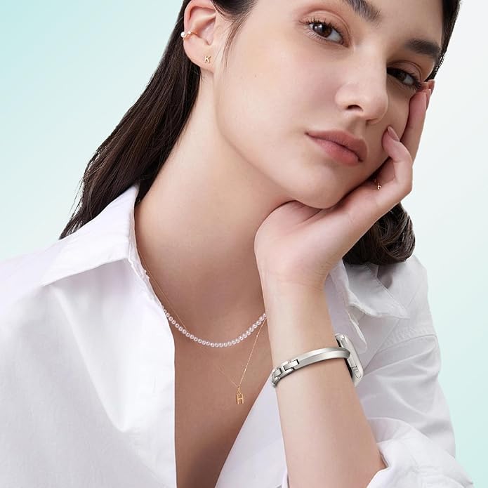Missair Thin Band Compatible with Apple Watch 38mm 40mm 41mm 42mm 44mm 45mm 46mm 49mm for Women, Slim Bracelet Designer Dressy Stainless Steel Metal Strap for iWatch Series 11 10 9 8 7 6 5 4 SE Ultra