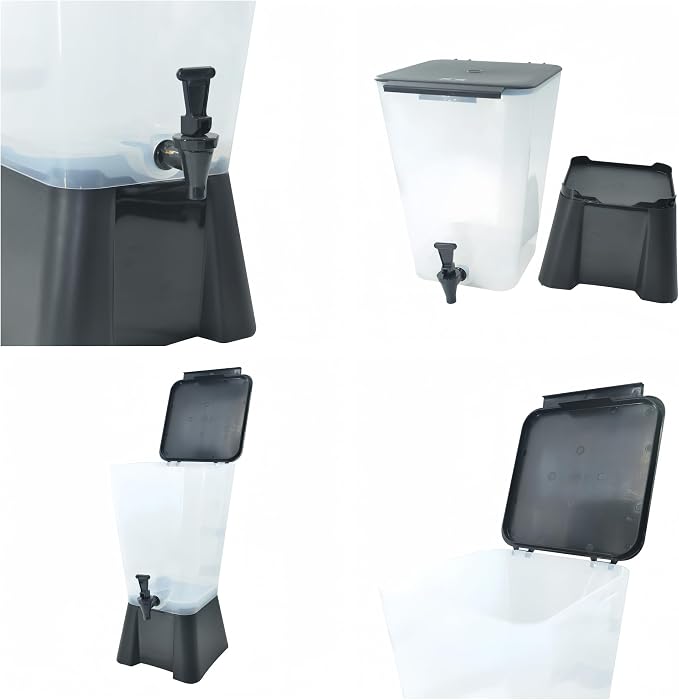 5 Gallon Beverage Dispenser with Spigot, Commercial Juice & Drink Dispenser, Food-Grade Large Water Dispenser for Parties, Weddings, Catering, Tea, Lemonade, Cold Drinks, Clear Plastic Container 19L