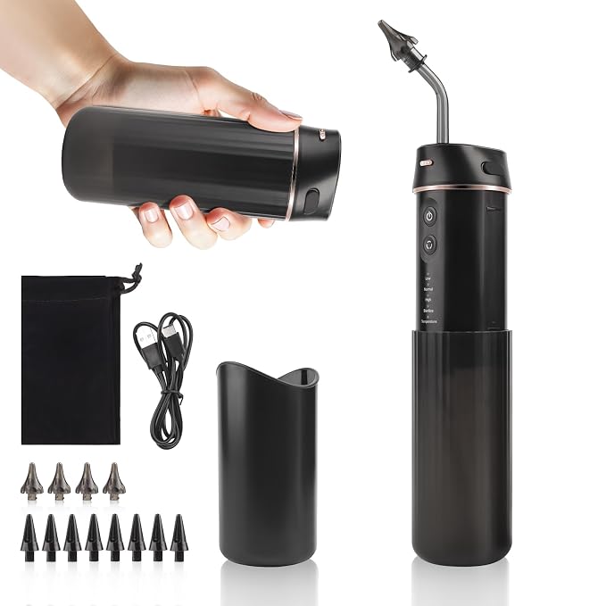 Berrcom Ear Wax Removal Kit with Sanitizing Mode & Wastewater Recovery - Electric Ear Cleaner Irrigation System, 6 Nozzles with 3 Safe Pressure Modes, One-Piece Tank IPX7 Waterproof USB-C