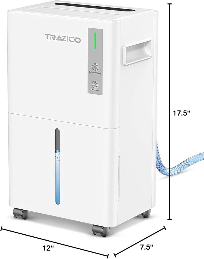 1500 Sq.ft Dehumidifier for Basement, Trazico 21 Pint Quiet Dehumidifiers for Home with Drain Hose, Smart Humidity Control, 3 Modes, 24H Timer, Auto Defrost, for Large Room, Bedroom, and Bathroom