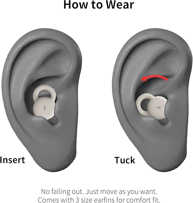 Smallest Invisible Sleep Earbuds, Comfortable Noise Blocking Wireless Headphones, Flat Bluetooth Ear Buds for Side Sleepers, Zero Pressure, No Lights/Alerts, Tiny Hidden Buds for Sleeping Sports