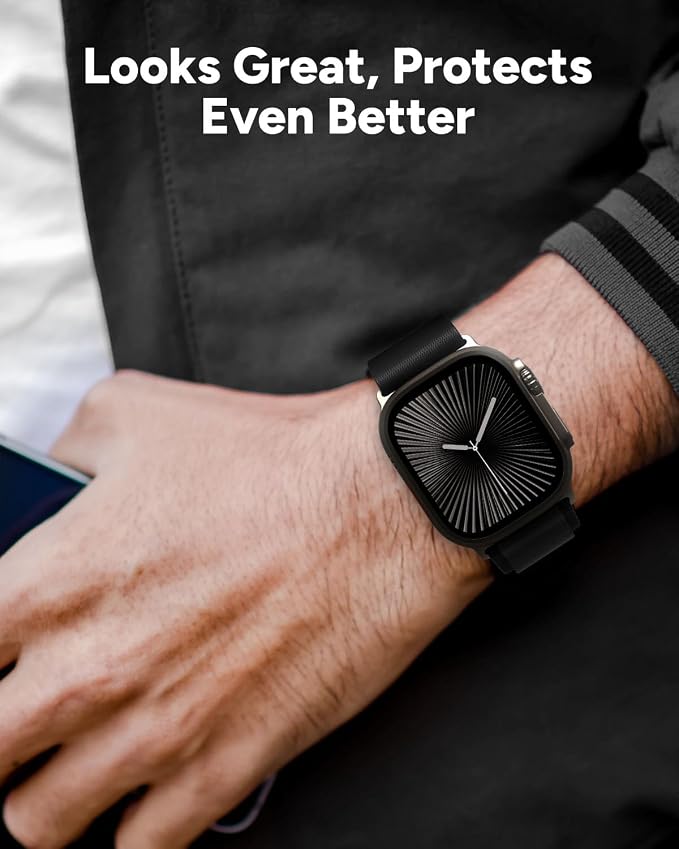 ZAGG XTR4 Glass Screen Protector for Apple Watch Ultra 3/2/ 1, Watch Size: 49mm - Fortified with Graphene, Blue Light Filter, Aluminum Frame, Black