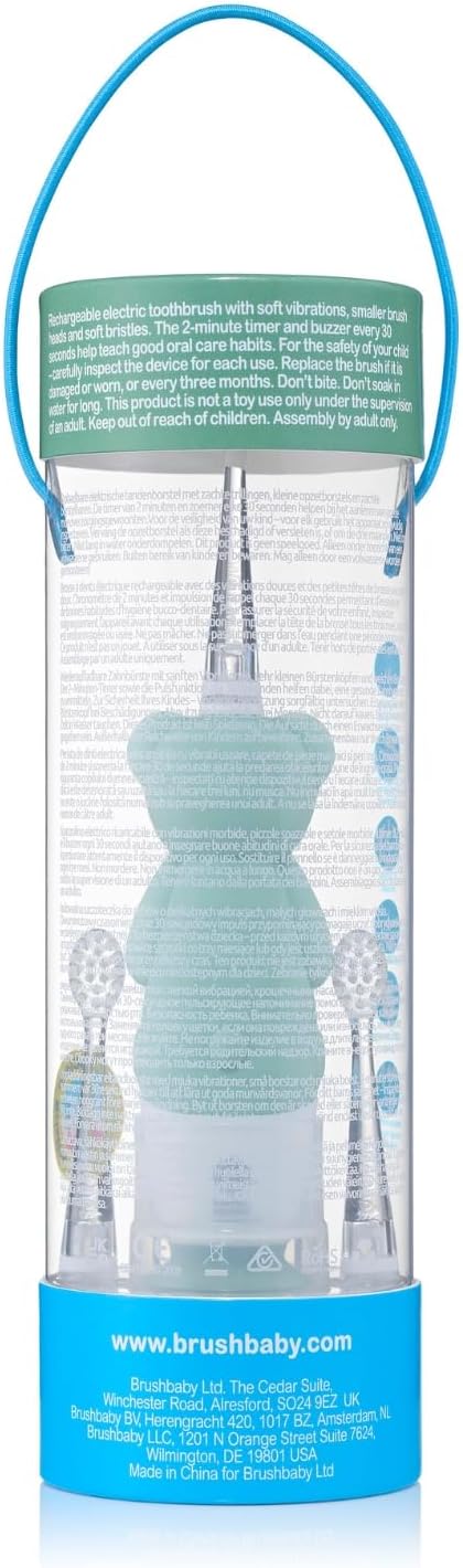 BrushBaby - WildOnes - Kids Rechargeable Electric Toothbrush, Ages 0-10 - Koala Design with Flashing Lights - DeepClean Bristles for Superior Cleaning - 2 Replacement Brush Heads, 1 USB Cable