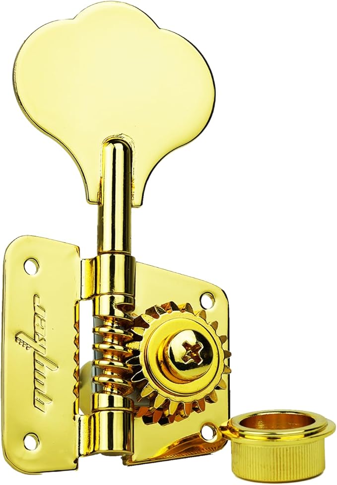 Guyker Bass Tuners (2R + 2L) - 1:20 Ratio Open Gear Tuning Key Pegs Machine Head Replacement for Electric Jazz Guitar Bass or Precision Instruments - GK530 Gold
