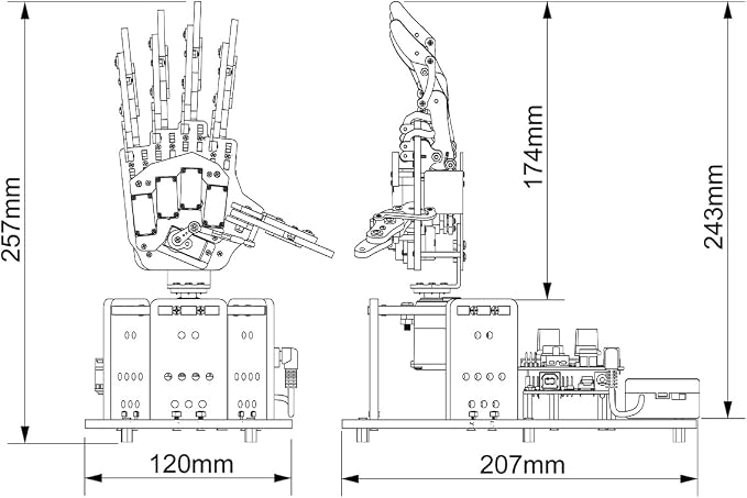 Robot Hand with Arduino Open Source AI Bionic Robotic Hand Five Fingers Solely Movement Mechanical Arm DIY Smart Robot & Engineering Kits, Science/Coding/Programming Set, Standard Kit