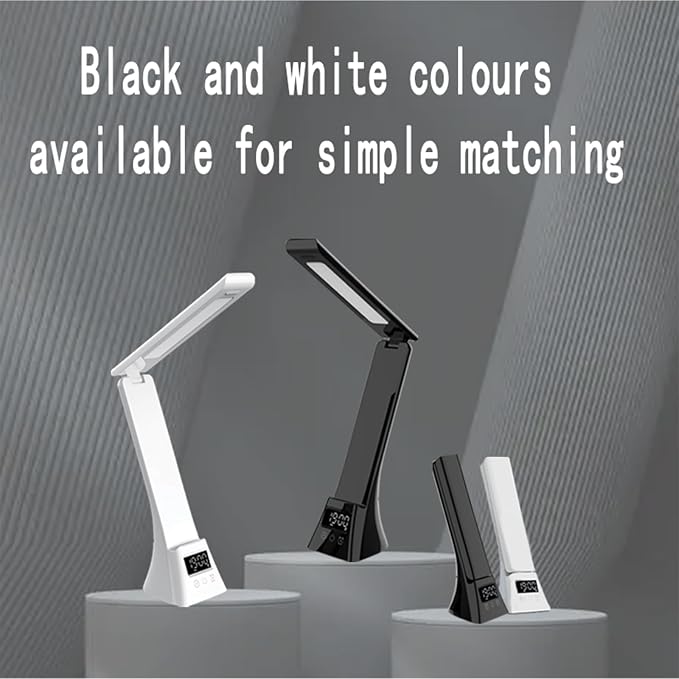 All-in-One Wireless Charging Desk Lamp with Digital Clock & Alarm, 15W Fast Phone Charger, 3 Color Lighting Modes, 180° Foldable, Touch Control for Bedroom, Office,HYV-2088 White.