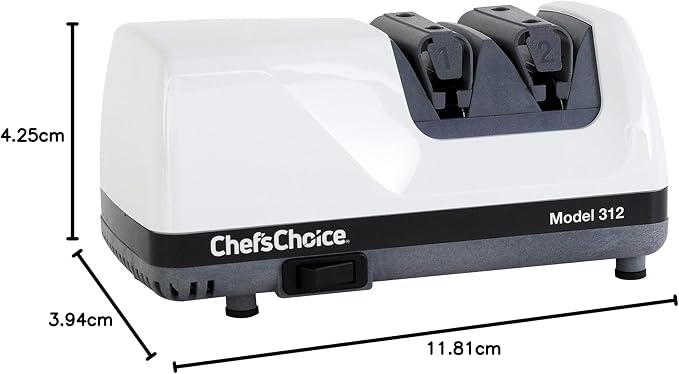 Chef'sChoice Professional Electric Knife Sharpeners UltraHone With 100-Percent Diamond Abrasives And Precision Angle Guides For 20-Degree Straight-Edge and Serrated Knives, 2-Stage, White