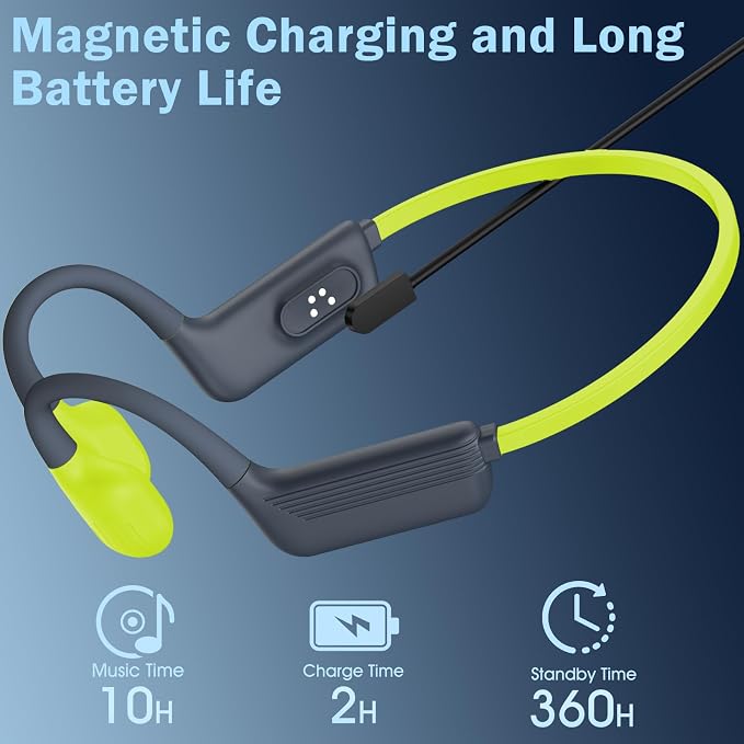 Swimming Headphones-Bone Conduction Headphones, IP68 Waterproof Open Earphones, LiteSurge Bluetooth 5.4 Underwater Sport Earbuds with 32 GB MP3 Memory for Swimming, Marathon-Turquoise