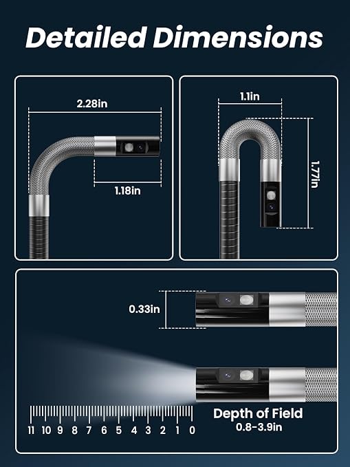 Acoath Two-Way Articulating Borescope, Endoscope Camera with Light, Dual-Lens 1080P Industrial Inspection Camera, 4.3" IPS Screen, 32GB Card, IP67 Waterproof Sewer Tools - 5FT