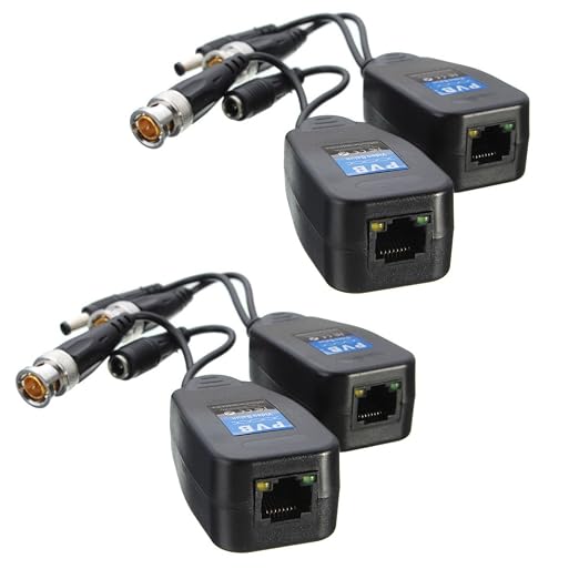 exgoofit 10 Pairs HD-CVI/TVI/AHD Passive Video Balun with Power Connector and RJ45 CAT5 Data Transmitter BNC Twisted Pair