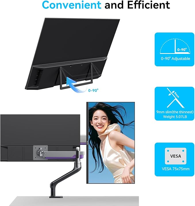 Prechen 23.8" 200hz Portable Touchscreen Monitor 99% sRGB VA FHD 1080P, VESA, Built-in Speaker, w/90°Adjustable Stand USB-C HDMI External Second Touch Screen Display for Laptop/PC/Phone