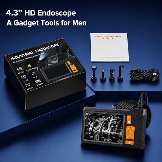 Borescope Camera with Light, 4.3" Endoscope Camera 1080P HD(Support Photo/Video), IP67 Waterproof Snake Camera, Easy Use Ideal Gadget for Inspection Walls, Automotive Engines, Pipes (16.5ft)