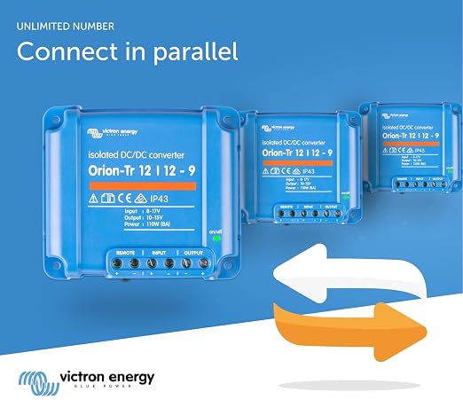 Victron Energy Orion-Tr DC to DC Converter | 12/12-Volt 9 amp 110-Watt, IP43 Protected, for Dual Battery Systems, Isolated