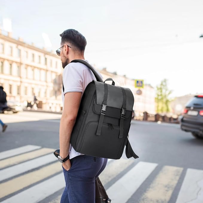 BERTASCHE Lunch Backpack, Laptop Backpack 17.3 inch w/Insulated Cooler Lunch box for Men Women, Vintage Work Backpack for College Business Commuter Travel