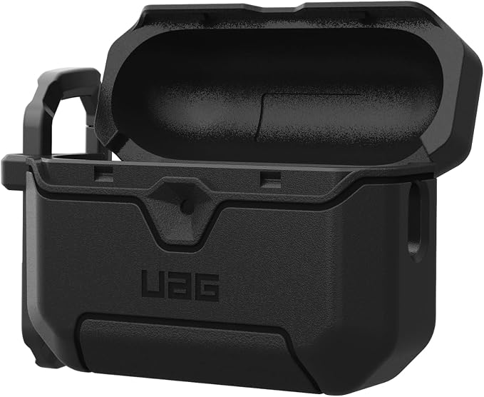 URBAN ARMOR GEAR UAG Designed for AirPods Pro 3rd Gen Case, Rugged Military Grade Drop Proof Protective Cover with Detachable Carabiner Clip & Secure Lip Closure, Scout Black