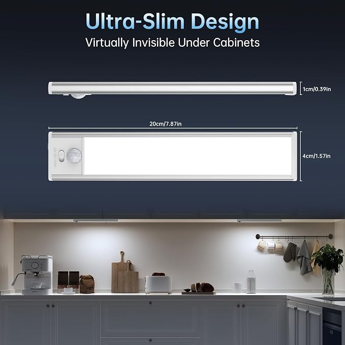 Under Cabinet Lighting,5 Pack Rechargeable Motion Sensor Light Indoor,3 Colors Dimmable,Magnetic Closet Lights Battery Operated,Under Counter Lights for Kitchen,Wardrobe, Hallway, Home