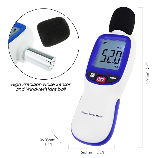 Decibel Meter Wireless Sound Decibel Meter with App Data Logging Bluetooth Portable Sound Level Meter 30~130dBA High Accuracy SPL Meter for Classroom, Office, Home and etc.