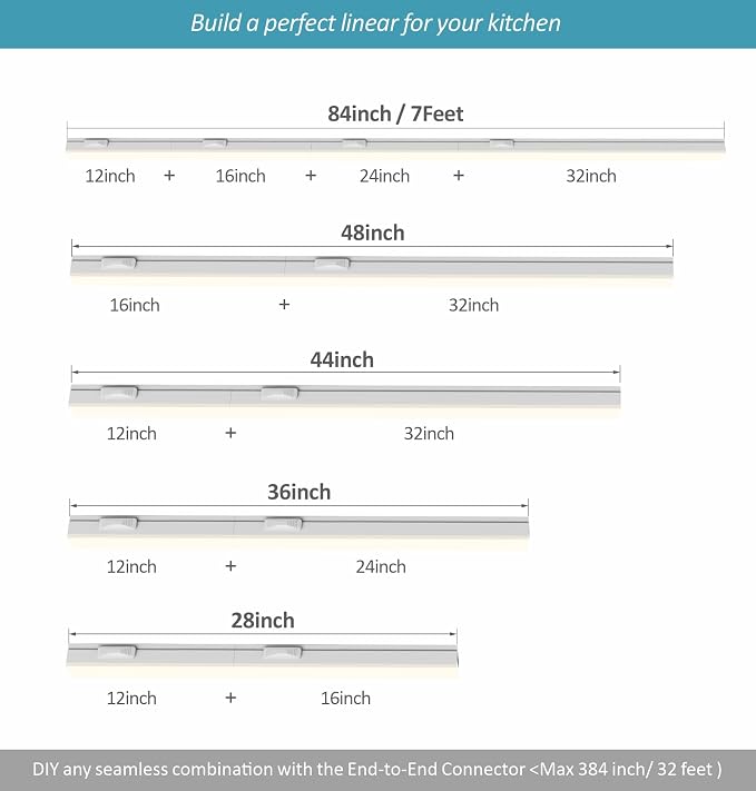 Leetdud Under Cabinet Lighting Plug in, 12 Inch 2 Pcs, Linkable AC120V 3CCT 3000K/4000K/5000K Ultra Slim, LED Under Cabinet Lights for Counter Light, Kitchen, Shelf, Sink, Workshop, Desk,White