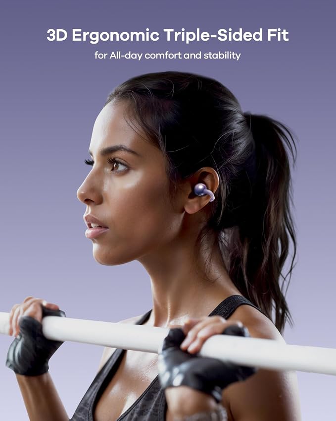 TALIX Ultra Open Ear Earbuds X6, Clip-On Headphone with Directional Sound, Ultra-Light Comfort Fit, Bluetooth 5.4 Wireless Earbuds, 26H Playtime, Spatial Sound, for Running, Workout& Daily Use(Purple)