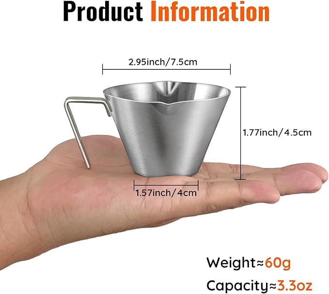 YARRAMATE Milk Frother Wand Handheld & 4 Pcs Stainless Steel Espresso Cups