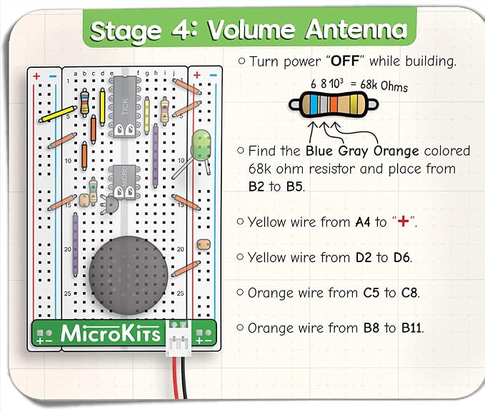MicroKits Theremin Electronics Kit | Educational Electronic Music STEAM/STEM Kits for Kids or Grown Ups | No Tools Needed Easy to Build Breadboard Kit