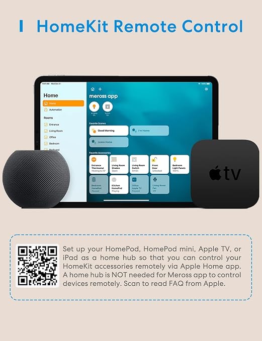 meross Smart Plug Mini, 15A & Reliable Wi-Fi, Support Apple HomeKit, Siri, Alexa, Echo, Google Assistant and Nest Hub, App Control, Timer, No Hub Needed, 2.4G WiFi Only, 2 Pack