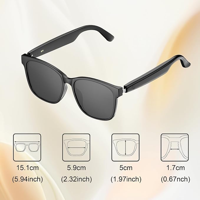 AI Smart Glasses, Bluetooth 5.4 Translation Glasses with 144 Language & Accents, Blue Light Filtering Lenses, Multifunctional Smart Glasses for Men Women, Travel Meeting Trade Business HY-C8 Black