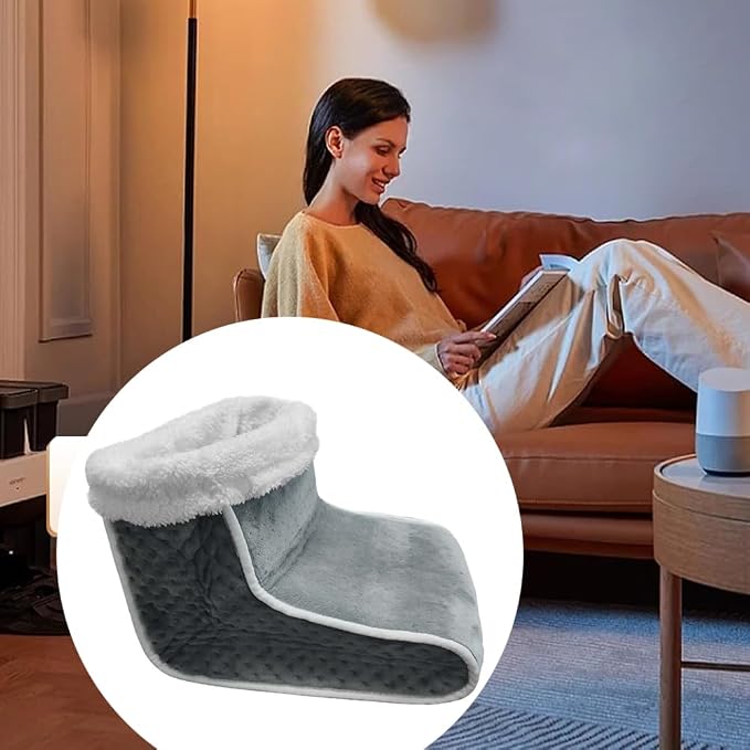 TopHomer Electric Foot Warmer, Quick Heating Pad for Feet, 6-Level Heated and 4 Timing Settings Slippers for Men Women, Soft Heated Boots, Feet Warmer for Home, Brown BS 240V