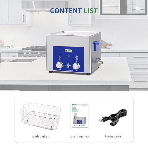 DK SONIC Industrial Ultrasonic Cleaner 15L,360W Commercial Sonic Cleaner with Encoded Timer,Heater&Basket, Multiple Functions for Carburetors, Motorcycle Engines, Chains
