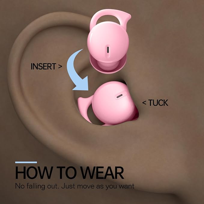 Invisible Sleep Headphones,Sleep Earbuds for Side Sleepers,Small Comfortable Fit Noise Blocking Sleep Earbuds,Bluetooth 5.3 Wireless Earphones, in-Ear Ear Buds for Sleeping (Pink)
