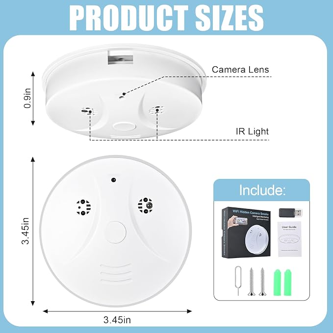 Visible Ceiling Mount Indoor WiFi Camera 1080P HD – for Baby Pet Elderly Monitoring, Round Design, No Smoke Detection