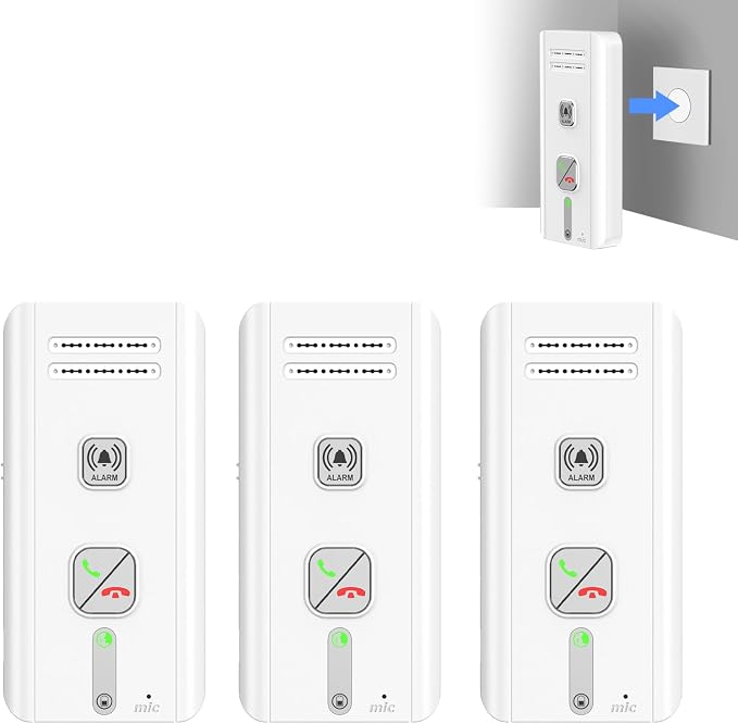 2 Way Intercom for Home, Portable Wireless Intercom System for House with 5 Level Volume and Ringtones Adjustment Rechargeable for Hospital Hotel Office Business 3 Pack(White)