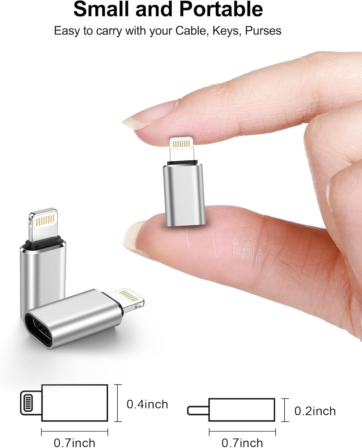 USB C to Lightning Adapter, 4 Pack Fast Charging Data Sync Lightning to USB Type C Cable Adapter for iPhone 14/13/12/11/X/XR Pro Series, iPad, AirPods and Anti-Lost Loop – Not for Audio/OTG