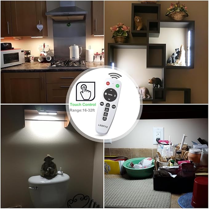 LDOPTO Under Cabinet Lighting, 4 Pack Rechargeable Motion Sensor Light Indoor, 10 Levels Dimmable Magnetic Closet Lights, Wireless Under Counter Lights 3 Colors for Kitchen, Stairs