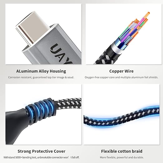 USB 4 Cable for Thunderbolt 4 Cable with 240W Fast Charging,40Gbps Data Transfer and 8K@60Hz Video,USB4/USB-C Data Cable Compatible with Thunderbolt 4/3, iPhone15,MacBook (Grey, 6.6FT/2M)