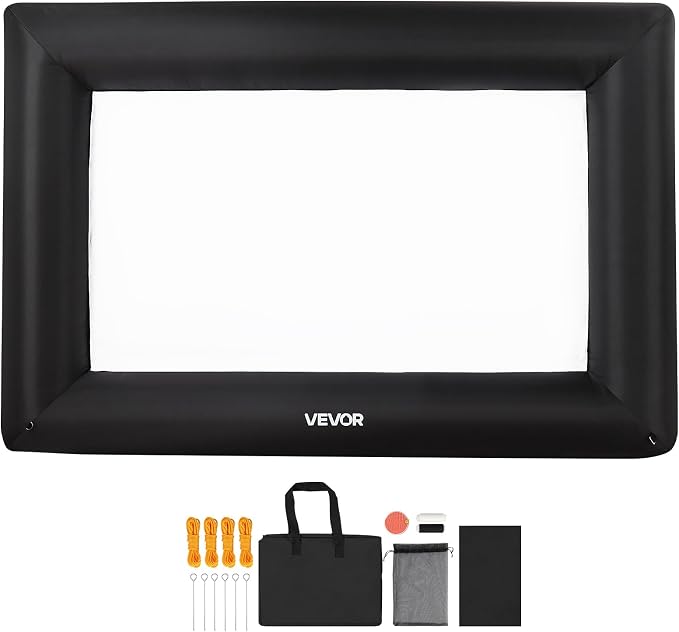 VEVOR 14FT Inflatable Projector Screen, Inflatable Movie Screen Outdoor with 120W Air Blower Projector Screen Oxford Fabric Material Blow Up Screen for Outdoor Backyard, Home Theater, Theme Party