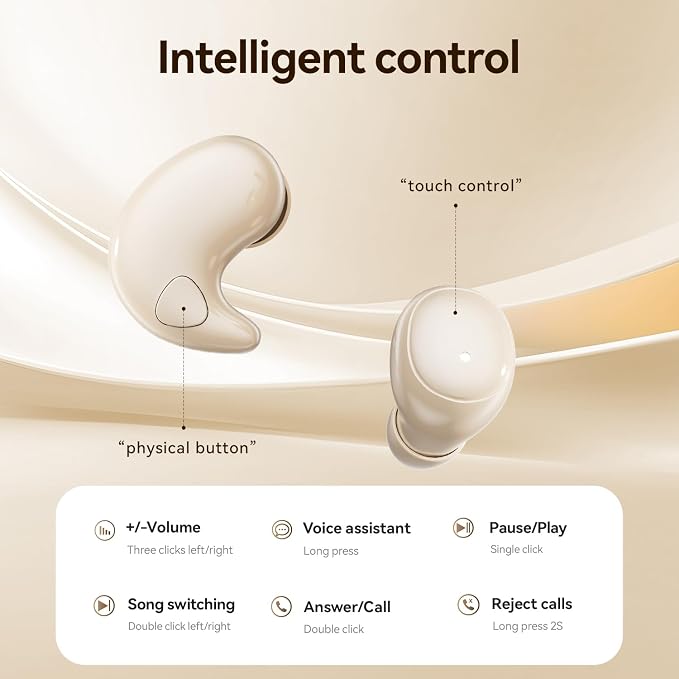 Flat Sleep Earbuds for Side Sleepers, Invisible Mini Earbuds for Small Ear Canals, Bluetooth 5.4, 66H Battery, Noise Blocking, Waterproof, LED Display for Sleep, Work & Travel(Black)