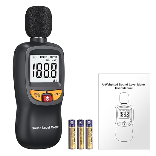 Digital Decibel Meter 30-130dB,A-Weighted Sound Level Tester with Hold Function & Backlit LCD,Portable Noise Monitor for Home,Apartment & Office