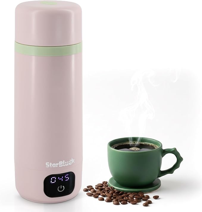 StarBlue Portable Travel Kettle Pink, 350ml, Water Kettle Electric with Global Voltage, 6 Temperature Modes, ℃/℉ Switchable Display, Compact Water Boiler for Home and Office 100-240V 50-60Hz 250-300W