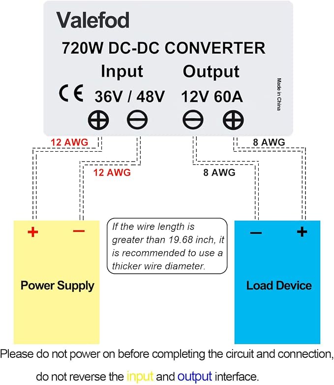 36V/48V to 12V 60A 720W Step-Down Transformer DC to DC Buck Converter DIY Power Supply