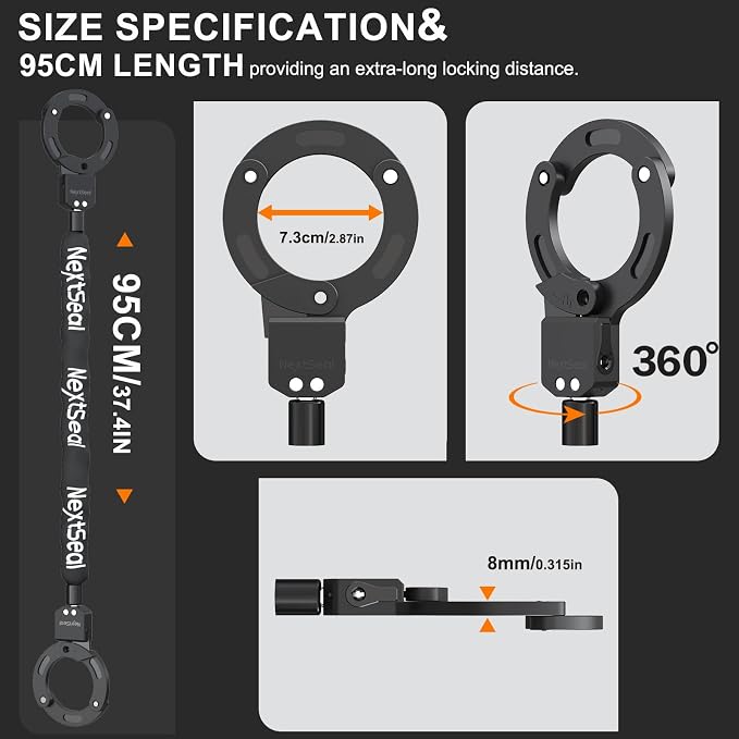 Electric Scooter Lock, High Security Scooter Lock, One-Touch Locking, 35.55inch Long Anti Theft 6mm Thick Bike Chain Locks with Key and Storage Bag, Bicycle Accessories for Scooters, E-Bike
