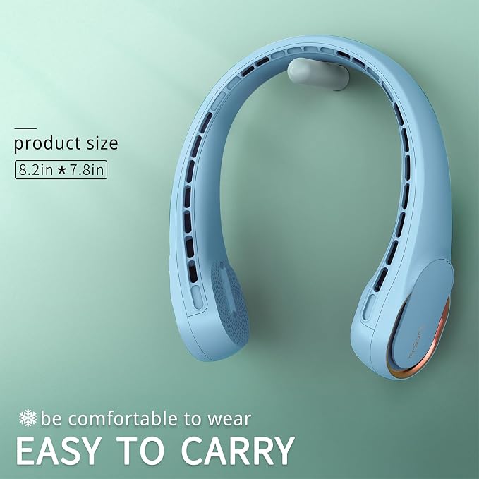 FrSara Neck Fan, Portable Fan Strong Wind, Upgraded 4000mAh, Upgraded Air Volume,360° Cooling, Quiet, No Hair Twisting, Even Air Volume On Both Sides, Non-Slip Material, Short Charging, Long Use Time