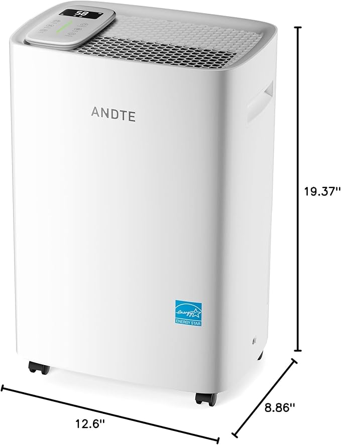 4500 Sq.Ft Energy Star Dehumidifier for Basement with Drain Hose, ANDTE 52 Pints Dehumidifiers for Home Large Room, Bathroom, Intelligent Humidity Control, Touch Control Panel, Auto Defrost