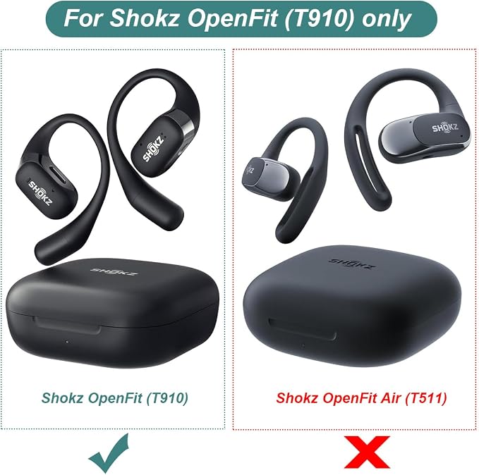 Charging Case for Shokz OpenFit (1st Gen) Earbuds | Replacement Case Cover 600mAh Capacity for Shokz OpenFit T910 Open Ear Headphones